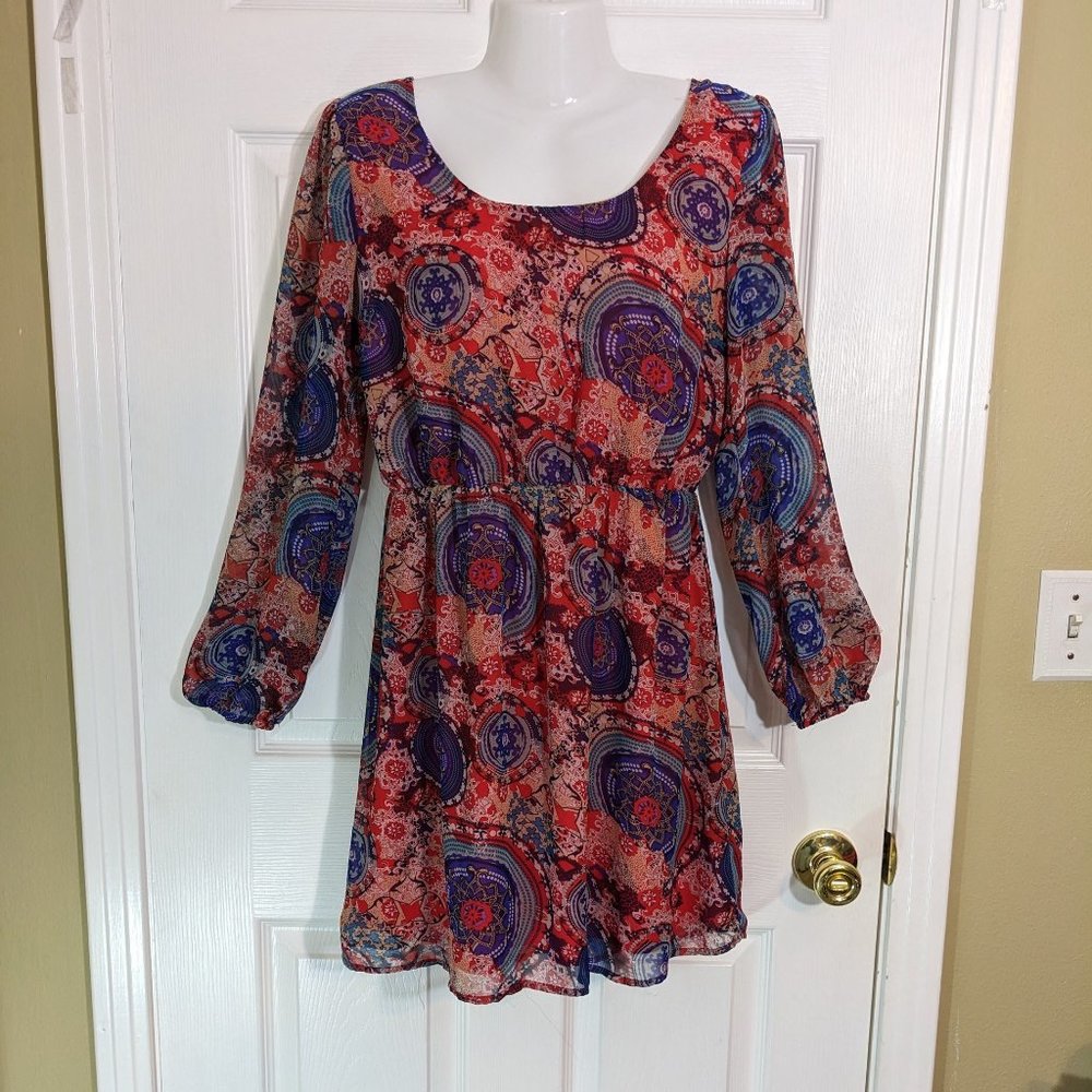 Umgee Red and Purple Paisley Mini Dress